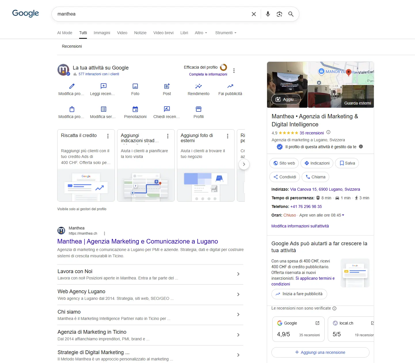 Google Business Profile e presenza territoriale