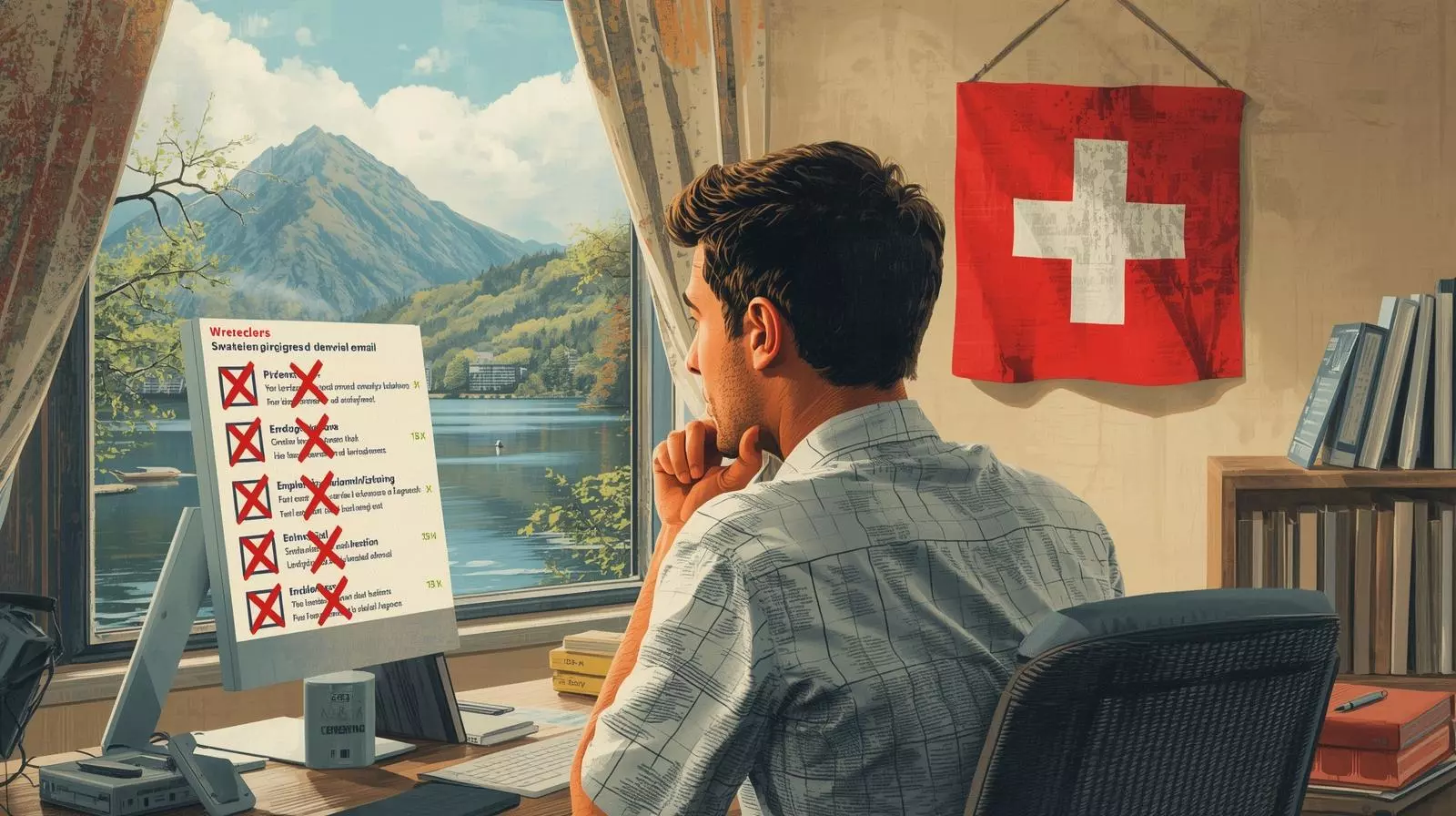 Consulente marketing corregge una campagna digitale con report di lead generation in Svizzera.