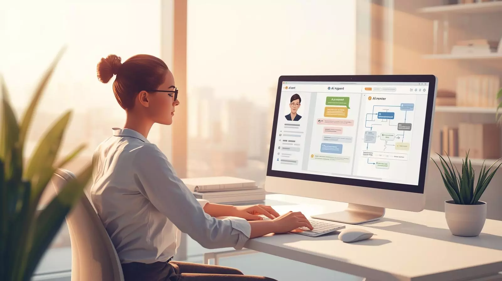 Venditore B2B in Svizzera affiancato da dashboard con suggerimenti AI Sales Agent