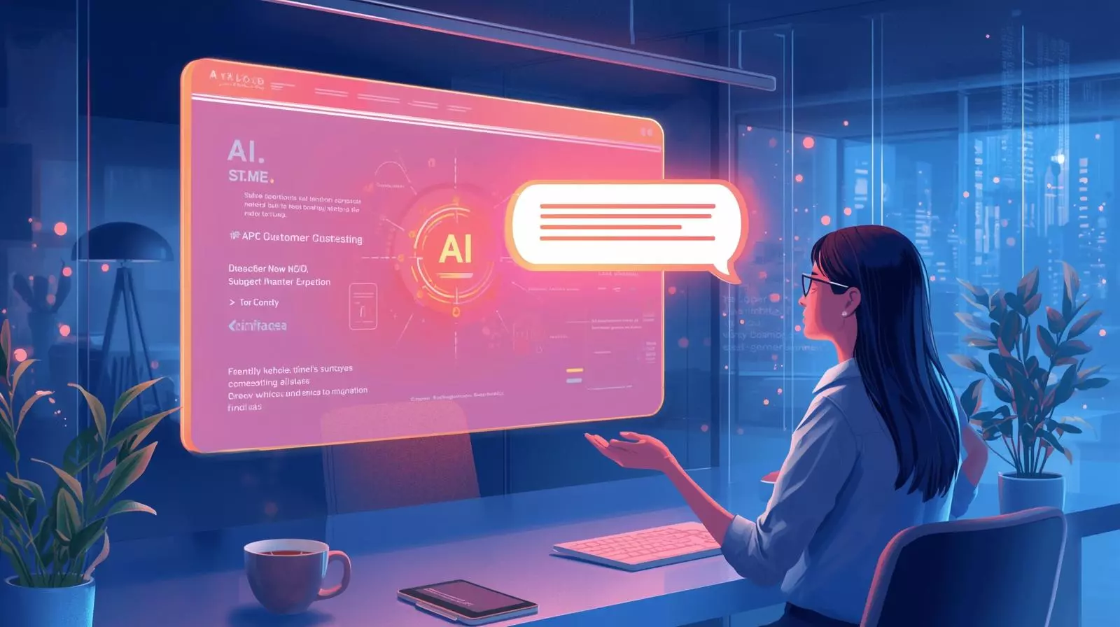 Manager di una PMI svizzera che valuta l’uso di AI Agent in azienda davanti a una dashboard digitale