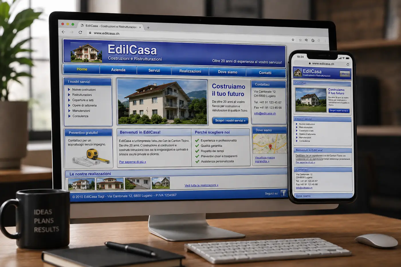 Esempio di sito web datato prima del restyling con problemi di visualizzazione
