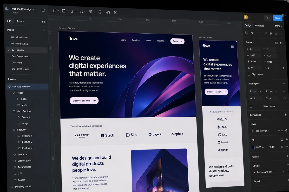 Design responsive di un sito web aziendale progettato per desktop e smartphone